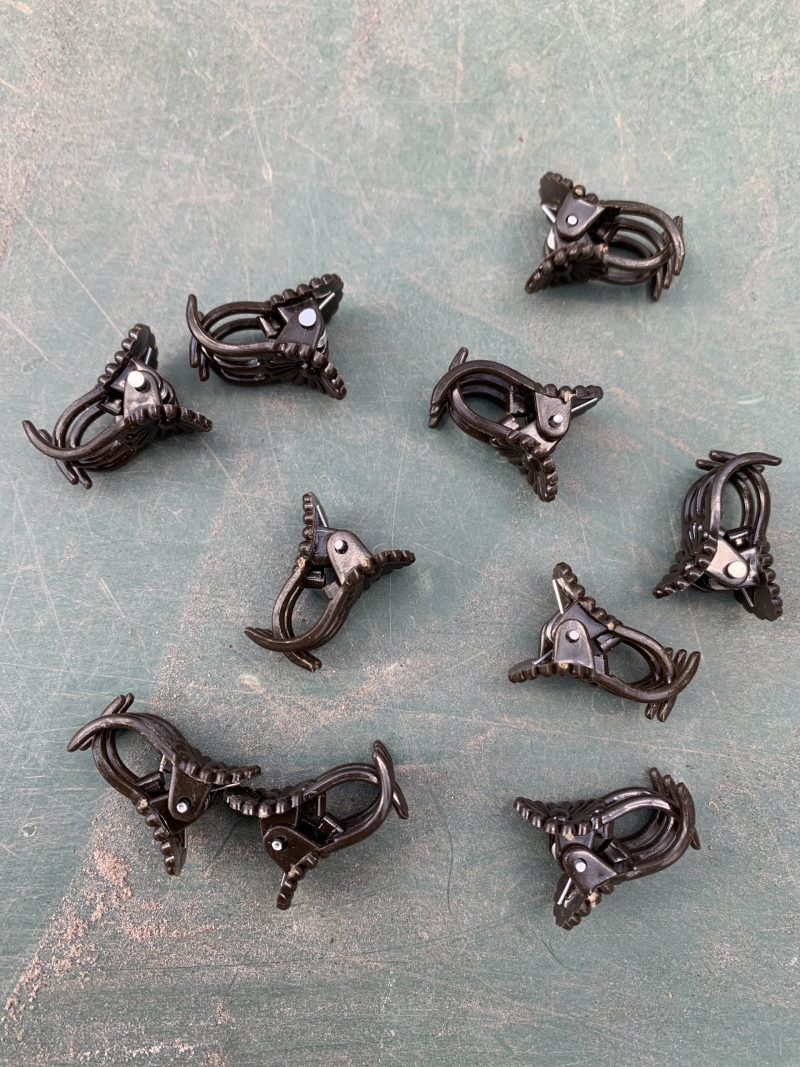 10 off Medium 'Flower shaped' brown Plant, Stem & Flower Clips for orchid flowers
